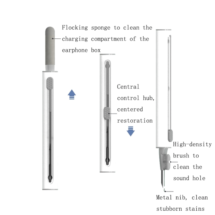 Q5 Bluetooth Earphone Telescopic Cleaning Pen Brush(White) - B3