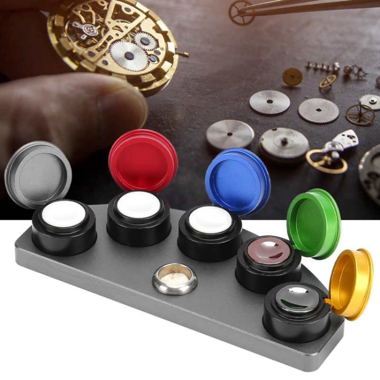 Full Metal Spot Oil Cup Stand  Oiler Watch Repair Tool, Style: Four Oils Cups Colorful - B3