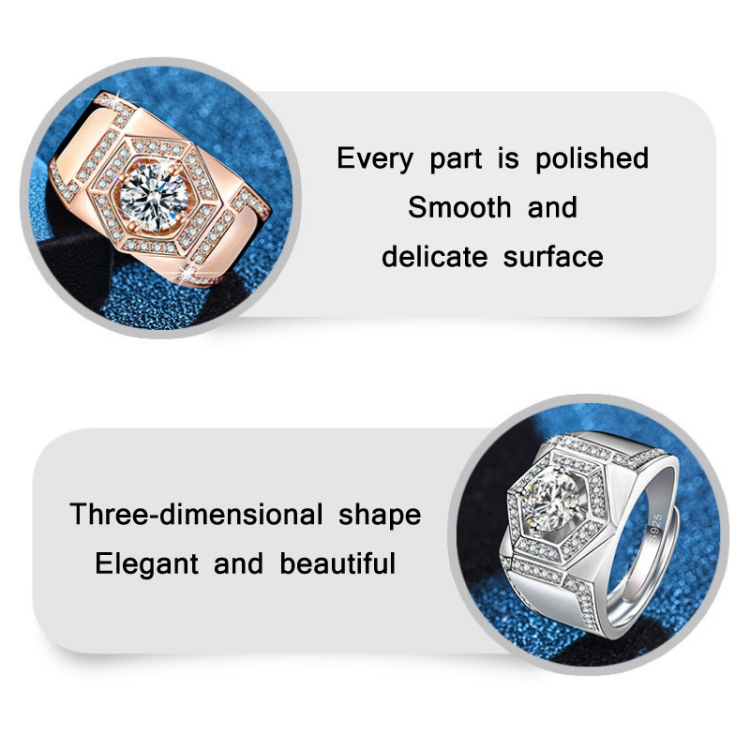 2 PCS J335 18K Men Faux Moissanite Carat Platinum Plated Diamond Ring(Rose Gold) - B3