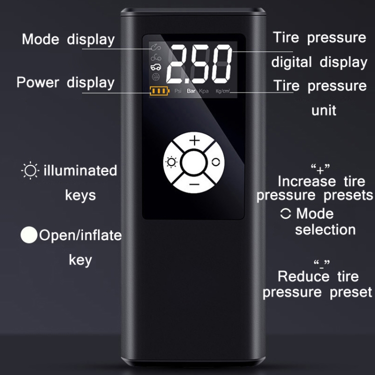 Car Portable Digital Display Electric Air Pump, Specification: L2775 Wired Version - 2