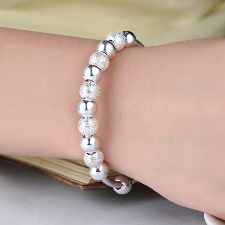 2 PCS Ladies Round Transfer Beads Vera Bracelet(Silver) - B3