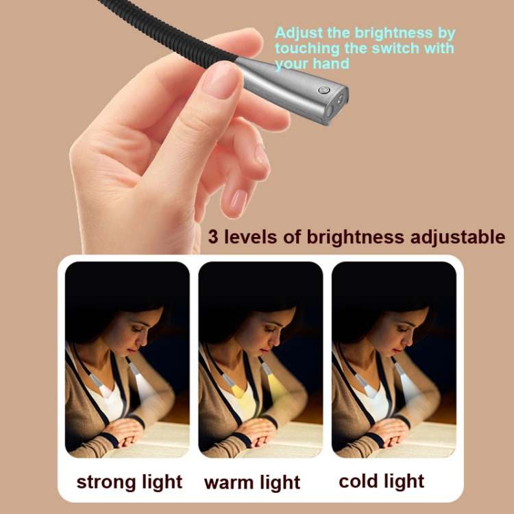 LED Hanging Neck Light Universal Hose Eye Protection Reading Light(Space Silver) - B5