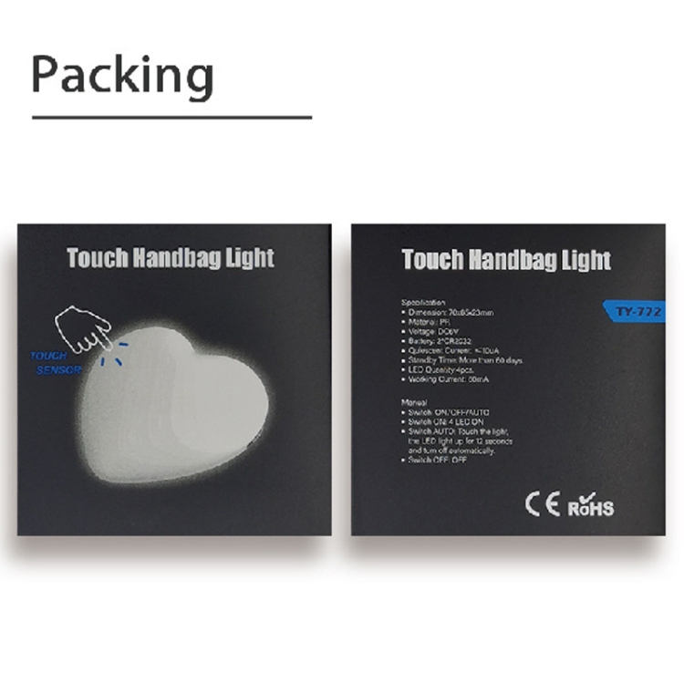 TY772 Mini LED Handbag Touch Sensing Night Light(Heart Shape) - B6