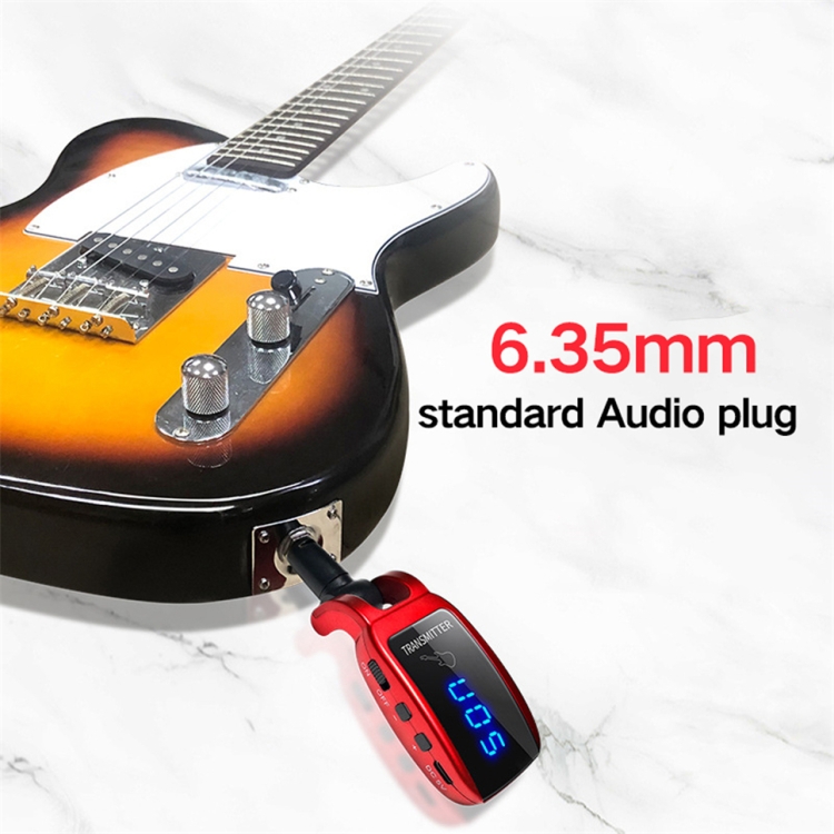U12DX 6,35 mm Jack sans fil guitare émetteur récepteur adaptateur  rechargeable (rouge)