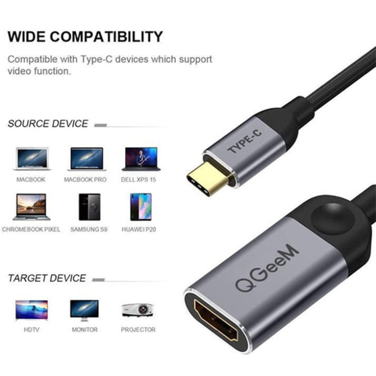 Qgeem QG-UA01 USB Tipo C a Adaptador HDMI (GRIS) - B2