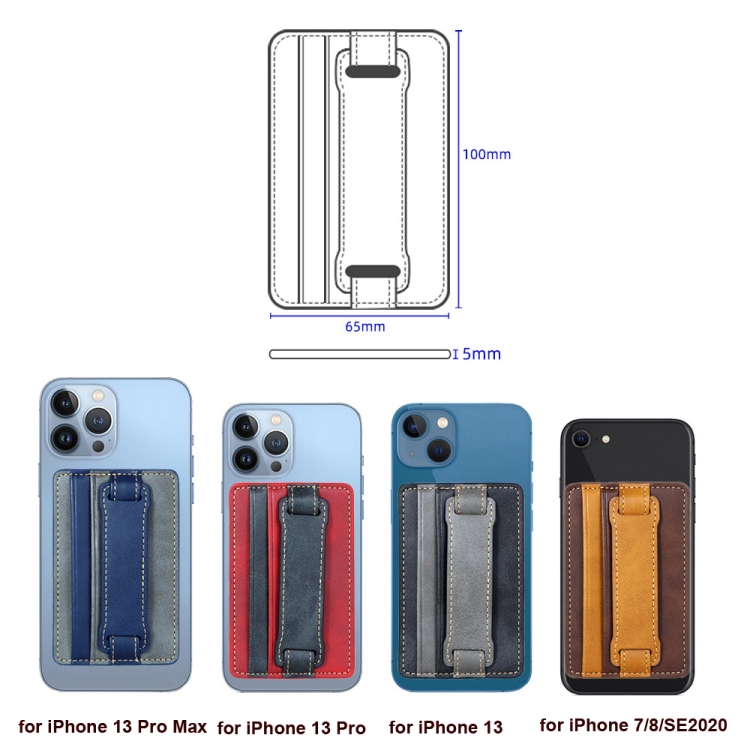 2 PCS Leather Phone Card Sleeve Back Sticker Wrist Pull Strap Holder(Blue) 2 PCS Leather Phone Card Sleeve Back Sticker Wrist Pull Strap Holder(Blue)