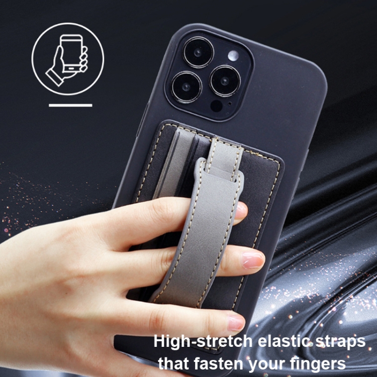 2 PCS Leather Phone Card Sleeve Back Sticker Wrist Pull Strap Holder(Blue) 2 PCS Leather Phone Card Sleeve Back Sticker Wrist Pull Strap Holder(Blue)
