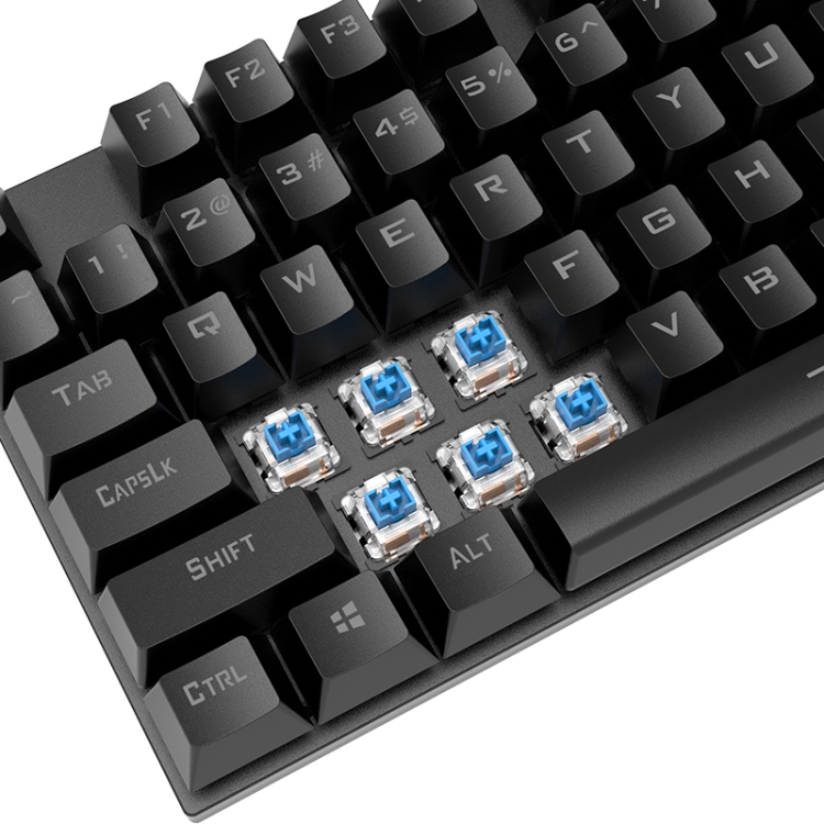 XUNFOX K80 87 Keys Wired Gaming Mechanical Illuminated Keyboard, Cable Length:1.5m(White Blue) - B2