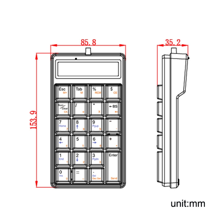 Sunread SK24 23 Keys Wired Numeric Keypad With Screen, Cable Length: 1 ...