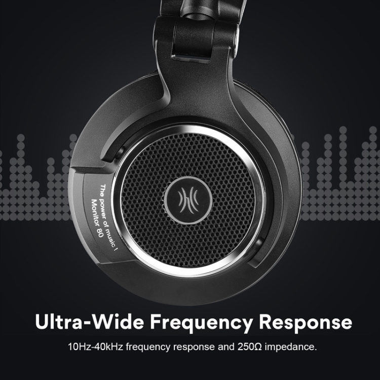 Unodio M80 Abrir Tres Bandas Balanced Monitor Mezclador Estudio DJ HIFI Auriculares con cable, Longitud del cable: 3M (Negro) - B2
