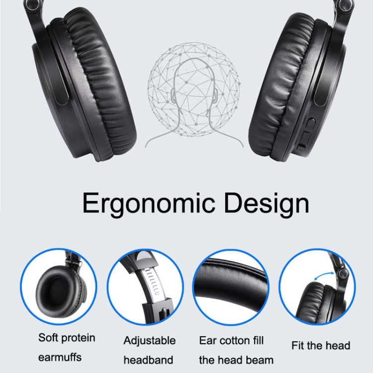 Oneodio Pro-C Bilateral STEREO STEREO CONPLINADO ORIENTE INALÁMBRICO Bluetooth Auriculares (Negro) - B2