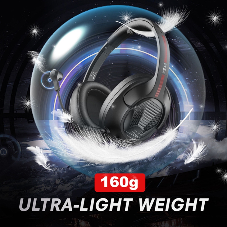 Eksa E3D Lightweight Ajustable Mic Gaming Auriculares con cable, Longitud del cable: 2M (Negro) - B5
