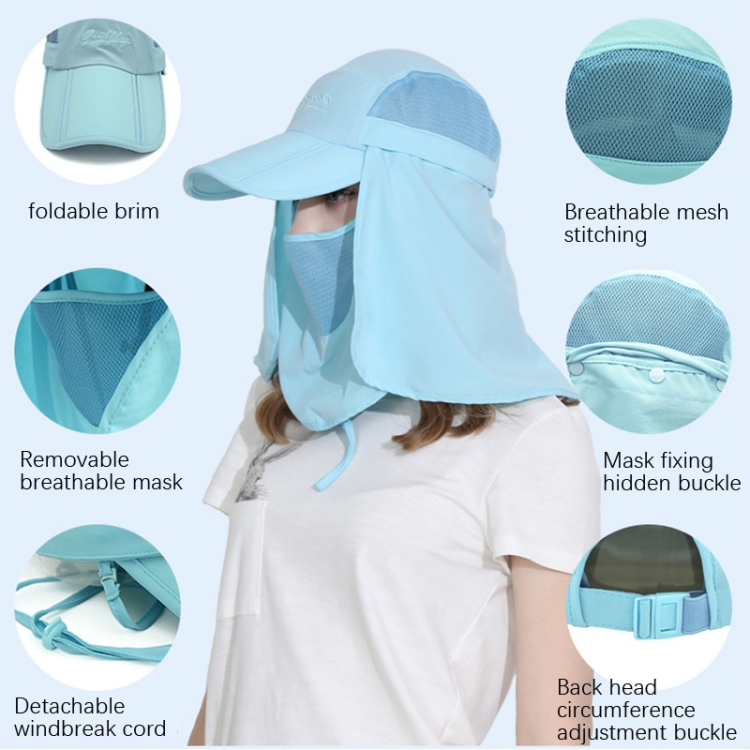 Outfly Outdoor Sun Cap Sport Hiking Visor Hat Detachable Sunscreen Mask  Summer Neck Cover Fishing Cap Quick Drying Hat