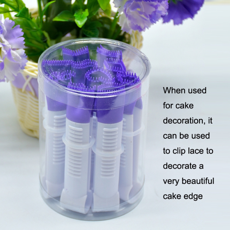 10pcs / Set Plastic Lace Clip Fondant Cake Shape Baking Tool Set(White  Purple)