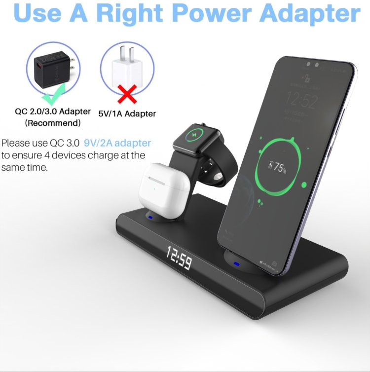 SY-011 15W Wireless Fast Charge Stand Clock Three-in-One Folding Wireless Charger(Black) SY-011 15W Wireless Fast Charge Stand Clock Three-in-One Folding Wireless Charger(Black)