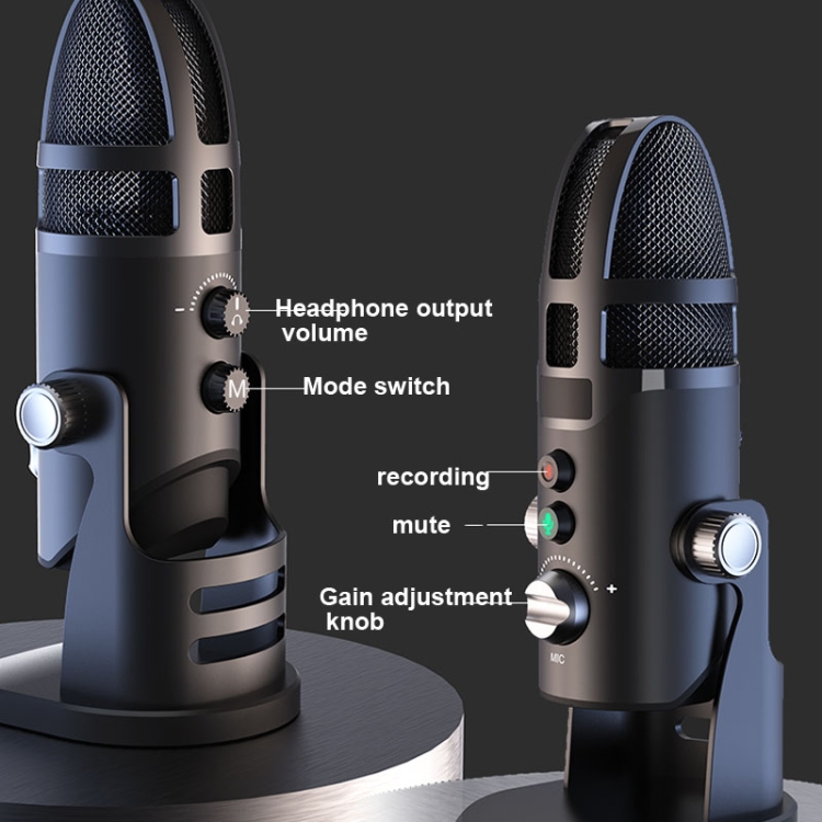 Micrófono condensador M9 RGB Tarjeta de sonido incorporada, estilo: computadora + 32g + 3M auriculares - B5