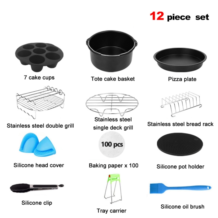 7 Inch OR 8 Inch Air Fryer Accessories Set - 12 Pcs