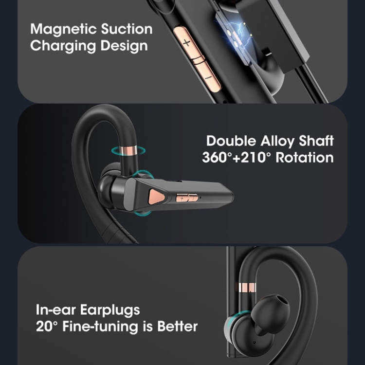 Bluetooth ENC Call Noise Reduction Hanging Earphones, Style: Qualcomm Chip With Charged Bin Bluetooth ENC Call Noise Reduction Hanging Earphones, Style: Qualcomm Chip With Charged Bin