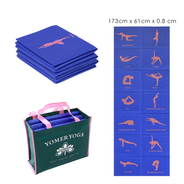 YM15C VIAJE PORTÁLIDO PLOTE DE YOGA GRUPLE PODER ESTUDIANTE NNAP MAT,  GRUESO: 8mm (estampado azul)