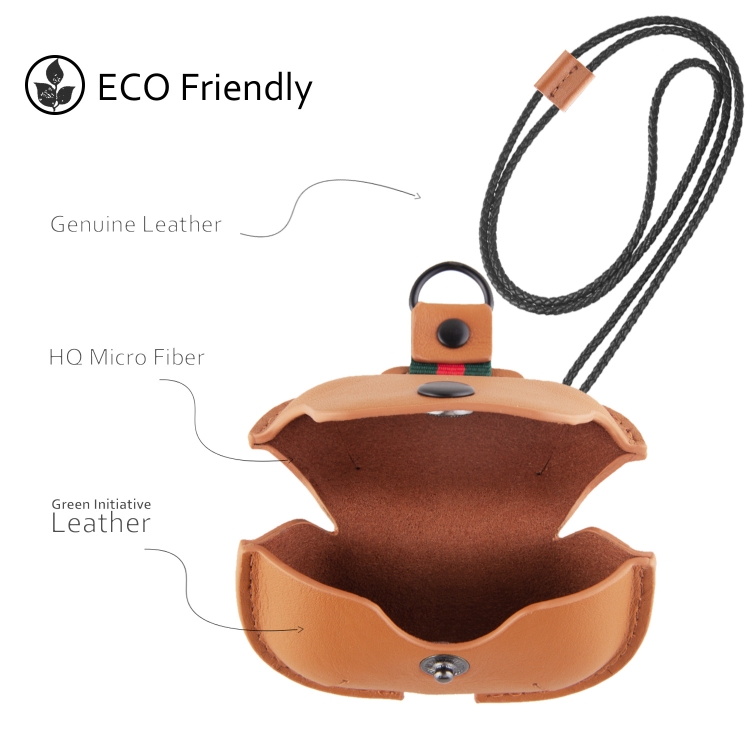 Earphone Cowhide Leather Sleeve Storage Box Protective Case with Lanyard For AirPods Pro(Black)