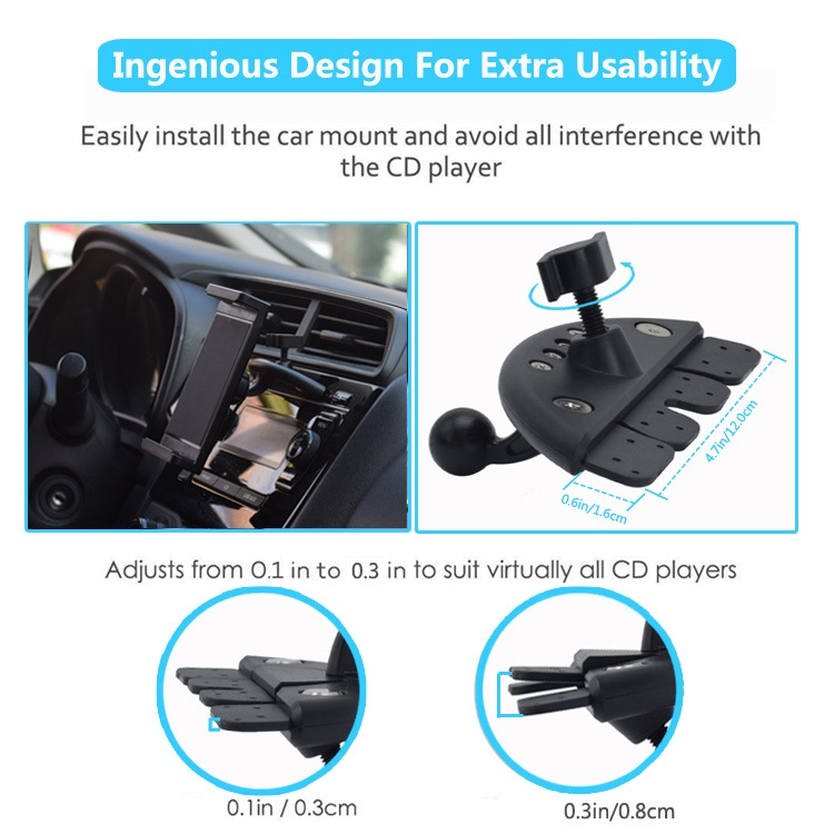 Automobiles CD Port Mobile Phone Tablet Universal Bracket, Specification: Used Within 12 inch Gray Automobiles CD Port Mobile Phone Tablet Universal Bracket, Specification: Used Within 12 inch Gray