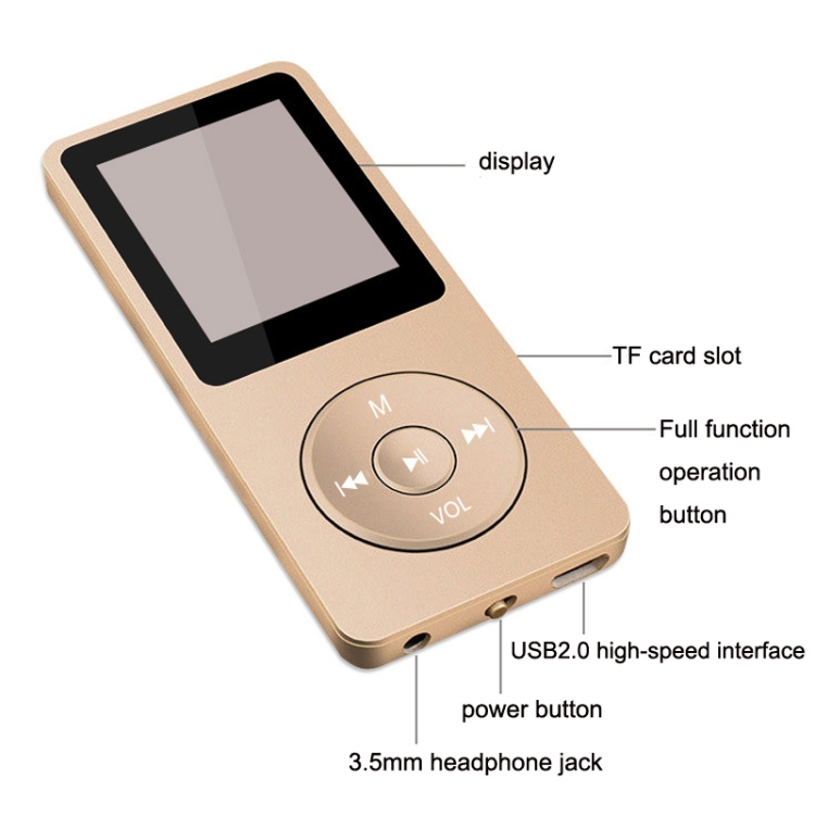 Reproductor MP3 MP4 Bluetooth 5.0 LCD digital ultrafino Pantalla