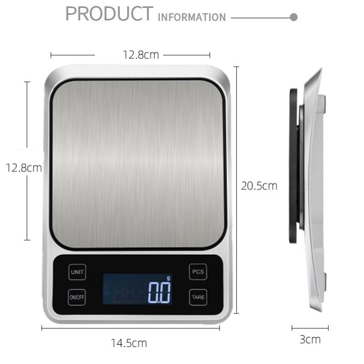 Balanza de cocina - INF Báscula de cocina digital / báscula de café 3 kg /  0,1 g de precisión, 3 kg, Negro