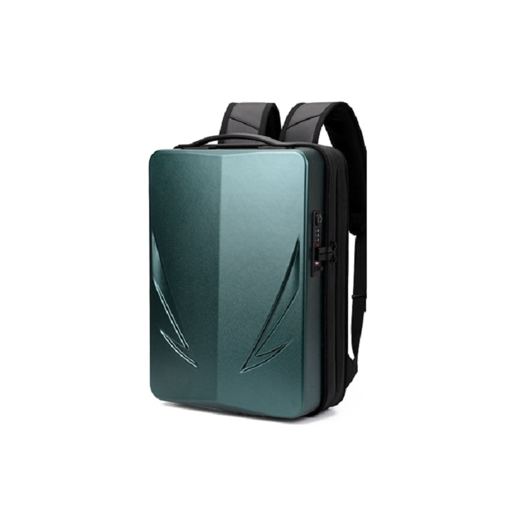 PC Hard Shell Computer Bag Mochila para hombres, color: verde capa de doble capa - 1