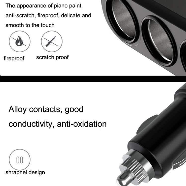Dual USB + Type-C / USB-C 3 Hole Car Charger, Style: QC3.0 + PD Fast Charge Version(Black) Dual USB + Type-C / USB-C 3 Hole Car Charger, Style: QC3.0 + PD Fast Charge Version(Black)