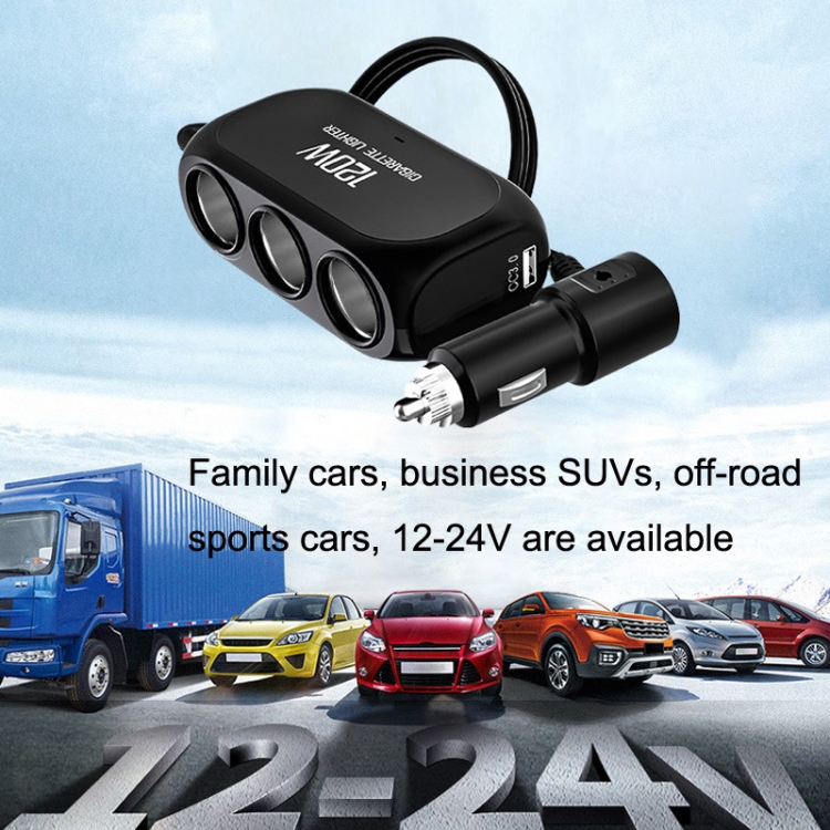 Dual USB + Type-C / USB-C 3 Hole Car Charger, Style: QC3.0 + PD Fast Charge Version(Black) Dual USB + Type-C / USB-C 3 Hole Car Charger, Style: QC3.0 + PD Fast Charge Version(Black)