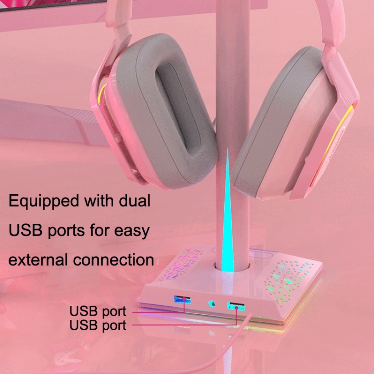 Ajazz EB01 Desktop vertical RGB Lighting Headset Stand (rosa) - B3