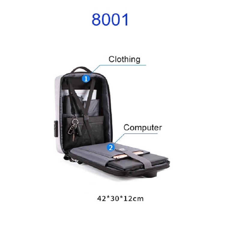 Bolsa de computadora antirrobo de mochila de mochila de mochila de concha dura para hombres, color: 8001 azul - 2