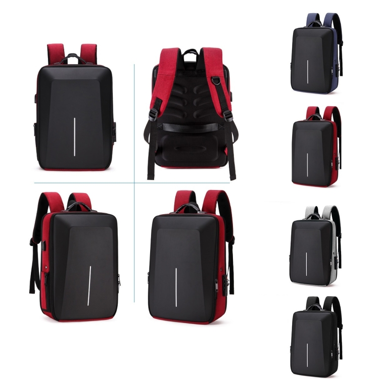 Bolsa de computadora antirrobo de mochila de mochila de mochila de concha dura para hombres, color: 8003 rojo - 1