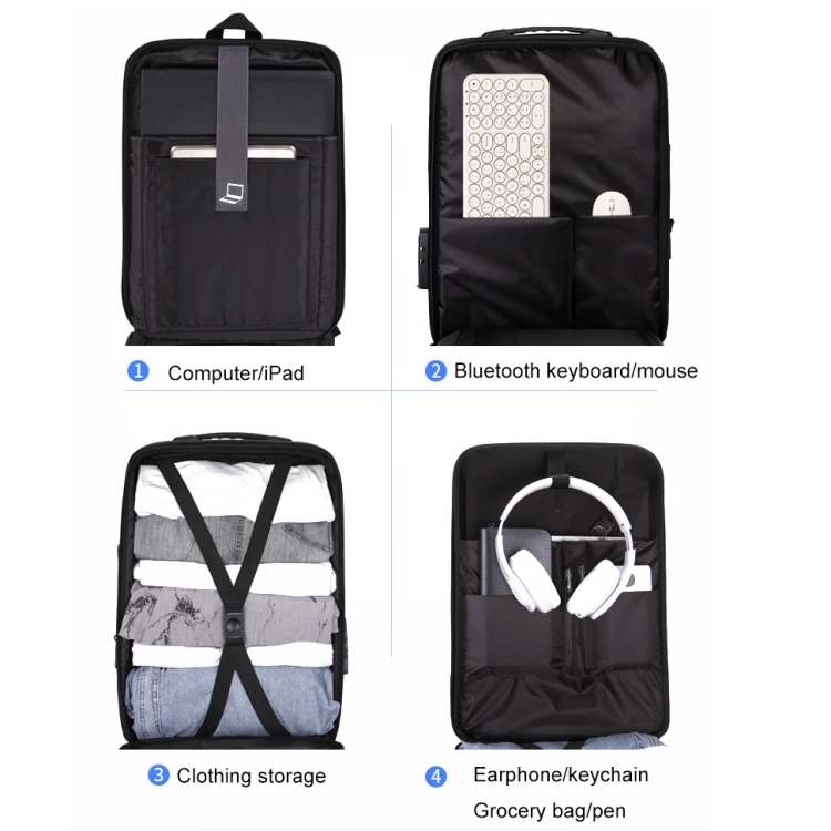 Bolsa de computadora antirrobo de mochila de mochila de mochila para hombres, color: 8001-J gris - 5