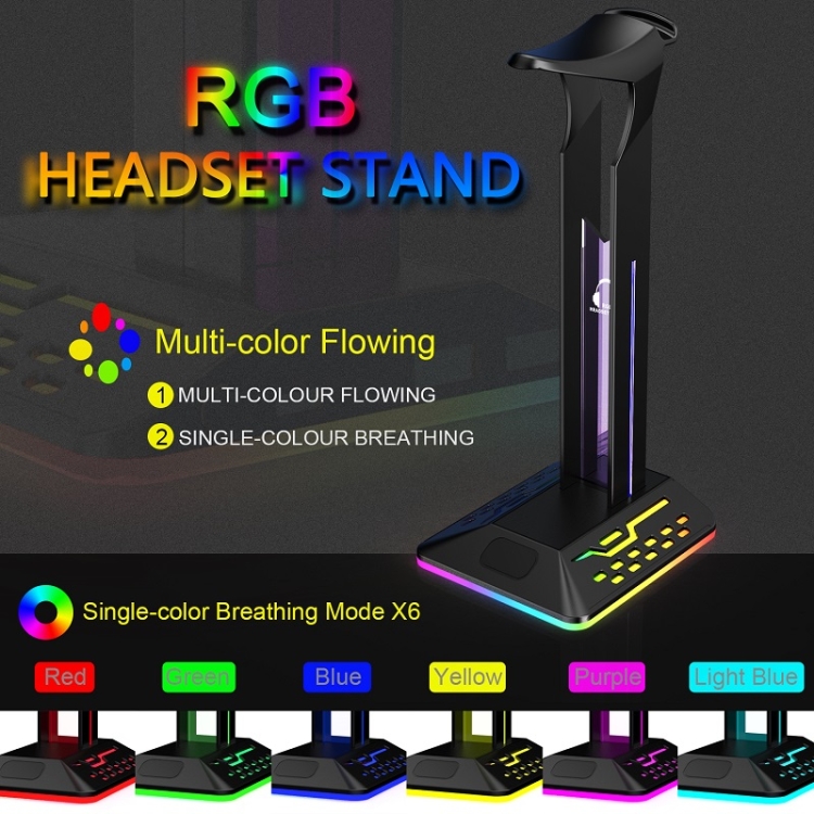 Dual USB RGB Color Changing Gaming Headset Stand (negro) - B4