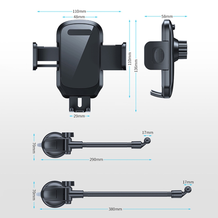 L005L+M013 Car Suction Cup Phone Holder(Gray) L005L+M013 Car Suction Cup Phone Holder(Gray)