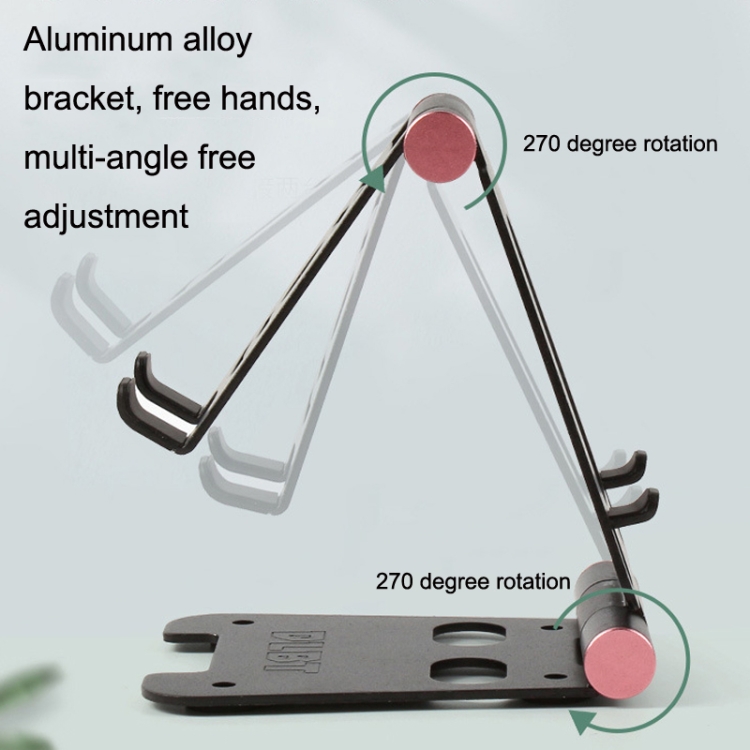 XY-02 Folding Live Aluminum Alloy Desktop Tablet Computer Mobile Phone Bracket(Black)