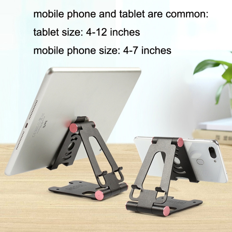 XY-02 Folding Live Aluminum Alloy Desktop Tablet Computer Mobile Phone Bracket(Black)