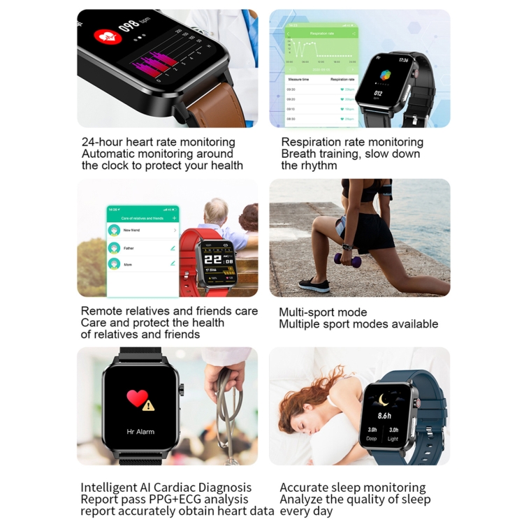 Préstamo E86 1.7 pulgadas Monitoreo de frecuencia cardíaca Smart Bluetooth Watch, Color: Rojo - B5