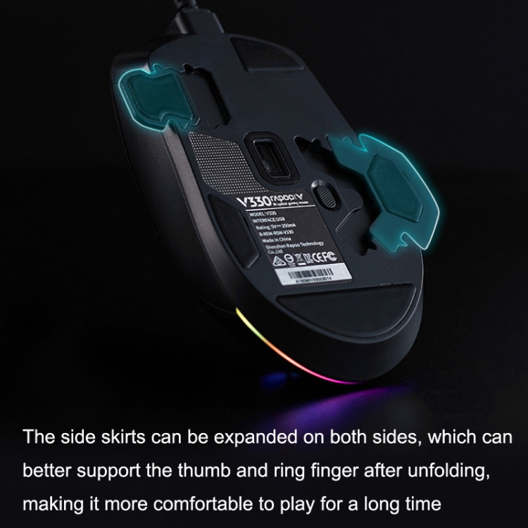 Rapoo V330 6200DPI 10 Keys Symphony RGB Gaming Wired Mechanical Mouse (negro) - B3