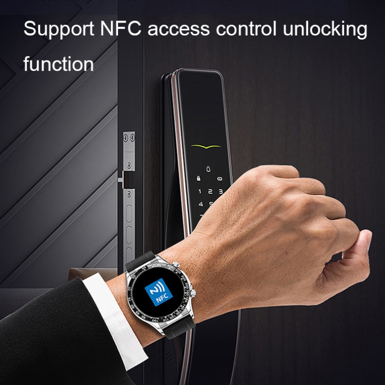 PRUEBA E18 Pro Smart Smart Bluetooth Llamado reloj con función NFC, color: silicona negra - B3