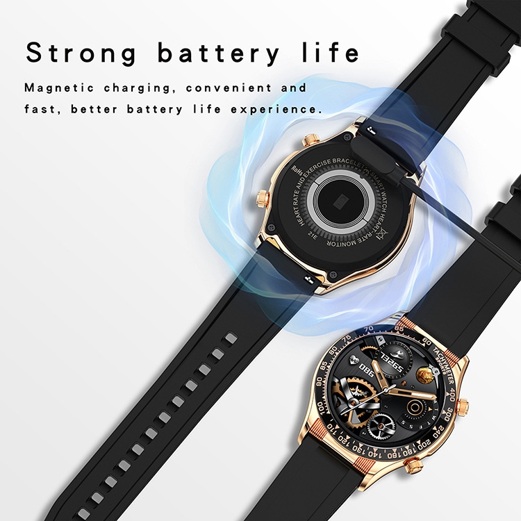 PRUEBA E18 Pro Smart Smart Bluetooth Llamado reloj con función NFC, color: acero dorado - B6