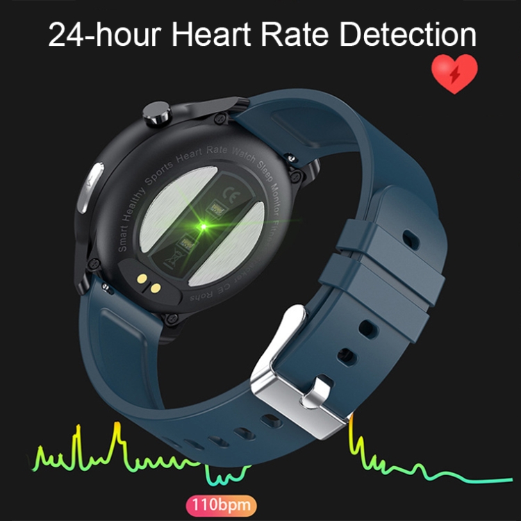 Préstamo E80 1.3 pulgadas Detección de frecuencia cardíaca Reloj inteligente, color: cuero negro - B4