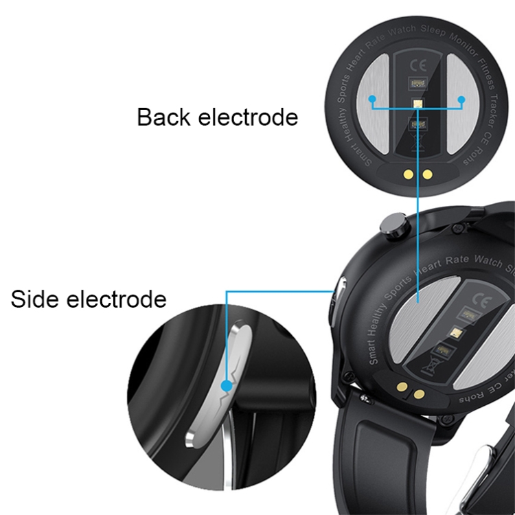 Préstamo E80 1.3 pulgadas Detección de frecuencia cardíaca Reloj inteligente, color: cuero negro - B5