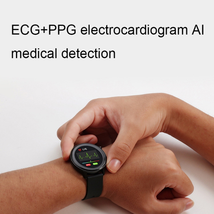 Préstamo E80 1.3 pulgadas Detección de frecuencia cardíaca Reloj inteligente, color: cuero negro - B6