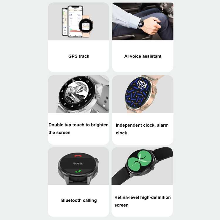 Wear Key DT4+ 1.36 pulgadas HD Pantalla inteligente Reloj con función NFC, color: silicona plateada - B5