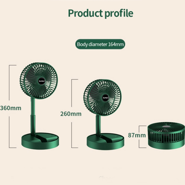 Portable Folding Fan Retractable Floor Standing Fan,Style Rechargeable