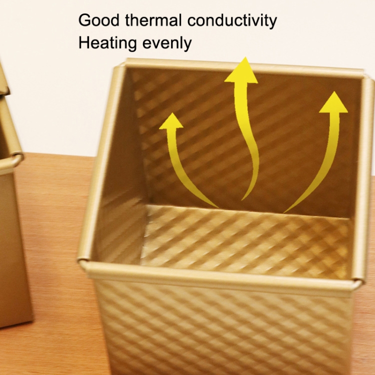 Square Toast Box Non-Stick Water Cube Toast Mold, Style: 8832 8x7.5x6.5cm  Ripple Gold