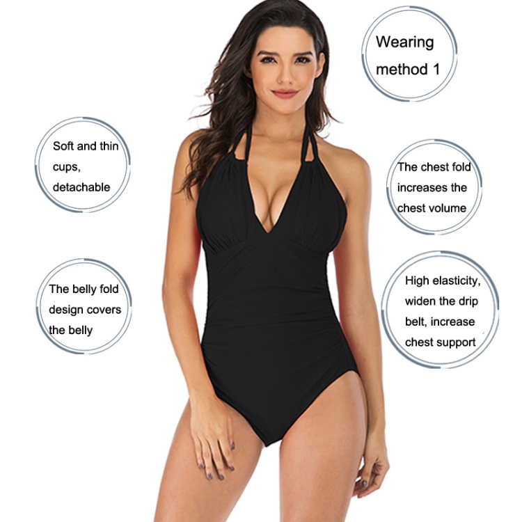 DS40 Ladies Slim and Conservative Halter Neck Swimsuit, Size: XL
