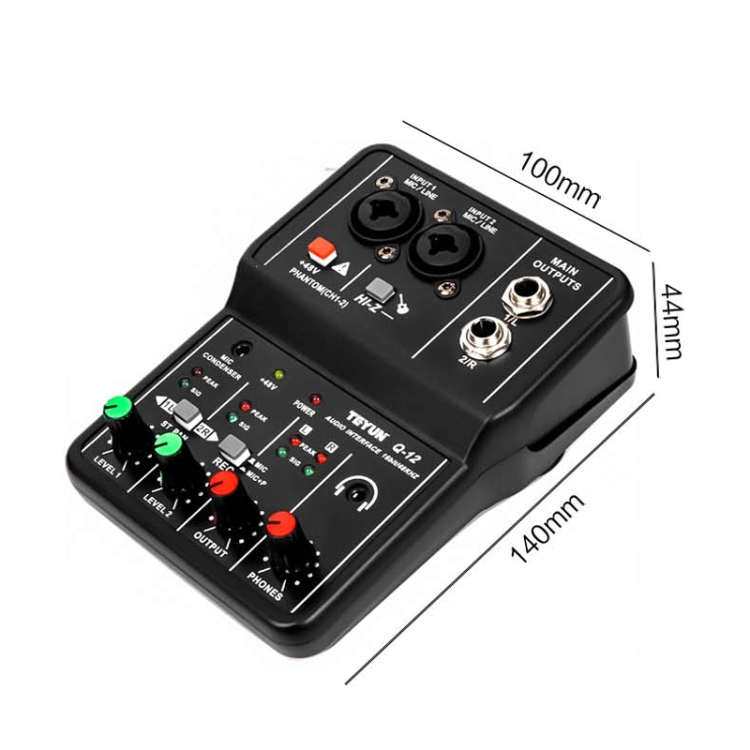 TEYUN Q12 Computer Recording Sound Card USB Drivefree Recording